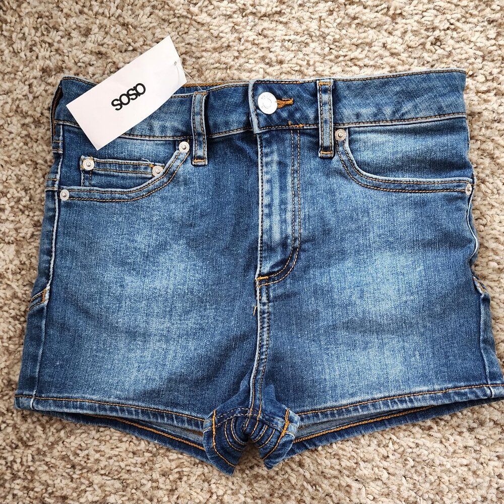 NWT!! ASOS shorts denim high rise lift and contour size 4 Petite